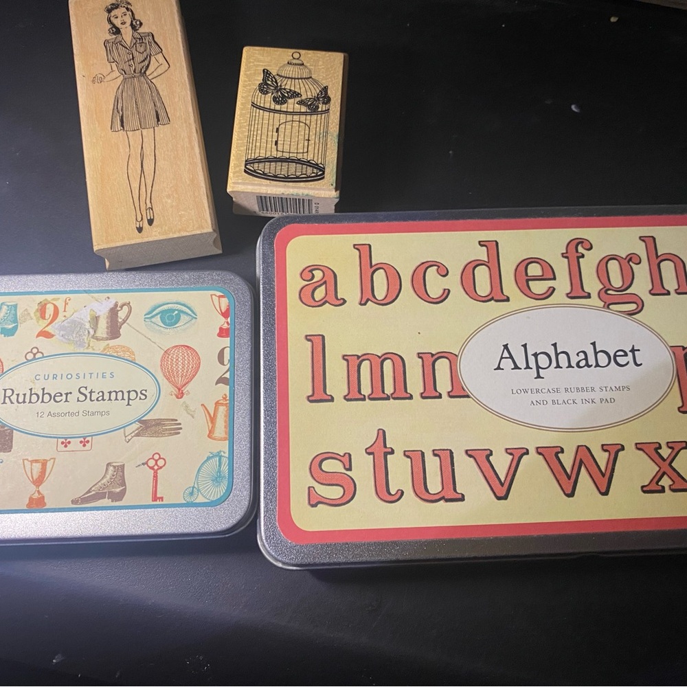 Alphabet and Curiosities Rubber Stamps Set